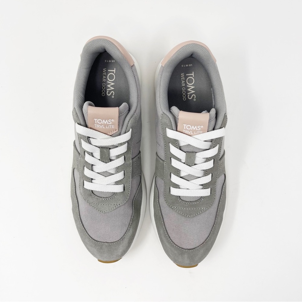 TOMS Women's TRVL Lite Retro Sneaker Suede Slip-On Elastic Lace Drizzle Grey 7.5 - Picture 6 of 12